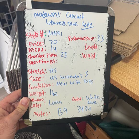 Madewell Crochet Knit Crew Neck 100% Cotton Sweater Tunic Top US Women's S New - Picture 6 of 6